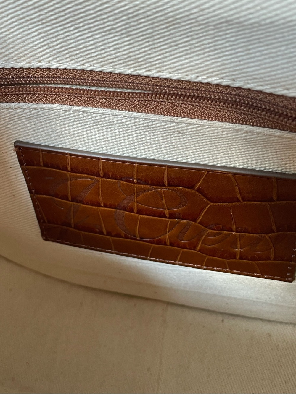 J.Crew Classic Large Saddle Bag in Croc-Embossed Leather – Brown / Hazelnut - Picture 11 of 15